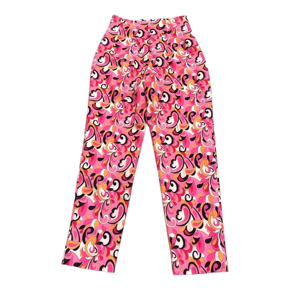 Zara Paisley and Floral 70s Style Dress Pants Pink, Orange, White Size Large - Picture 2 of 7